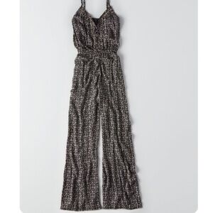 American Eagle Outfitters Black and White Silver Jumpsuit, Sequins, Size Medium